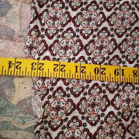 Aeropostale XL White Multicolored Longsleeves 100% Rayon Peasant Women's Top - Picture 7 of 10